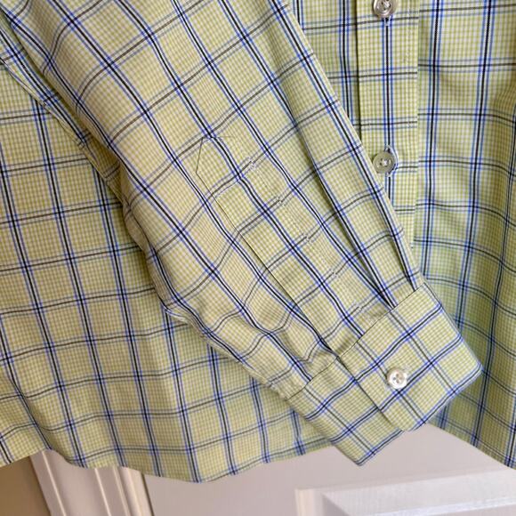 Lands' End Plaid No Iron Pinpoint Oxford Longsleeve Button Down Shirt Size 14 - Picture 6 of 12